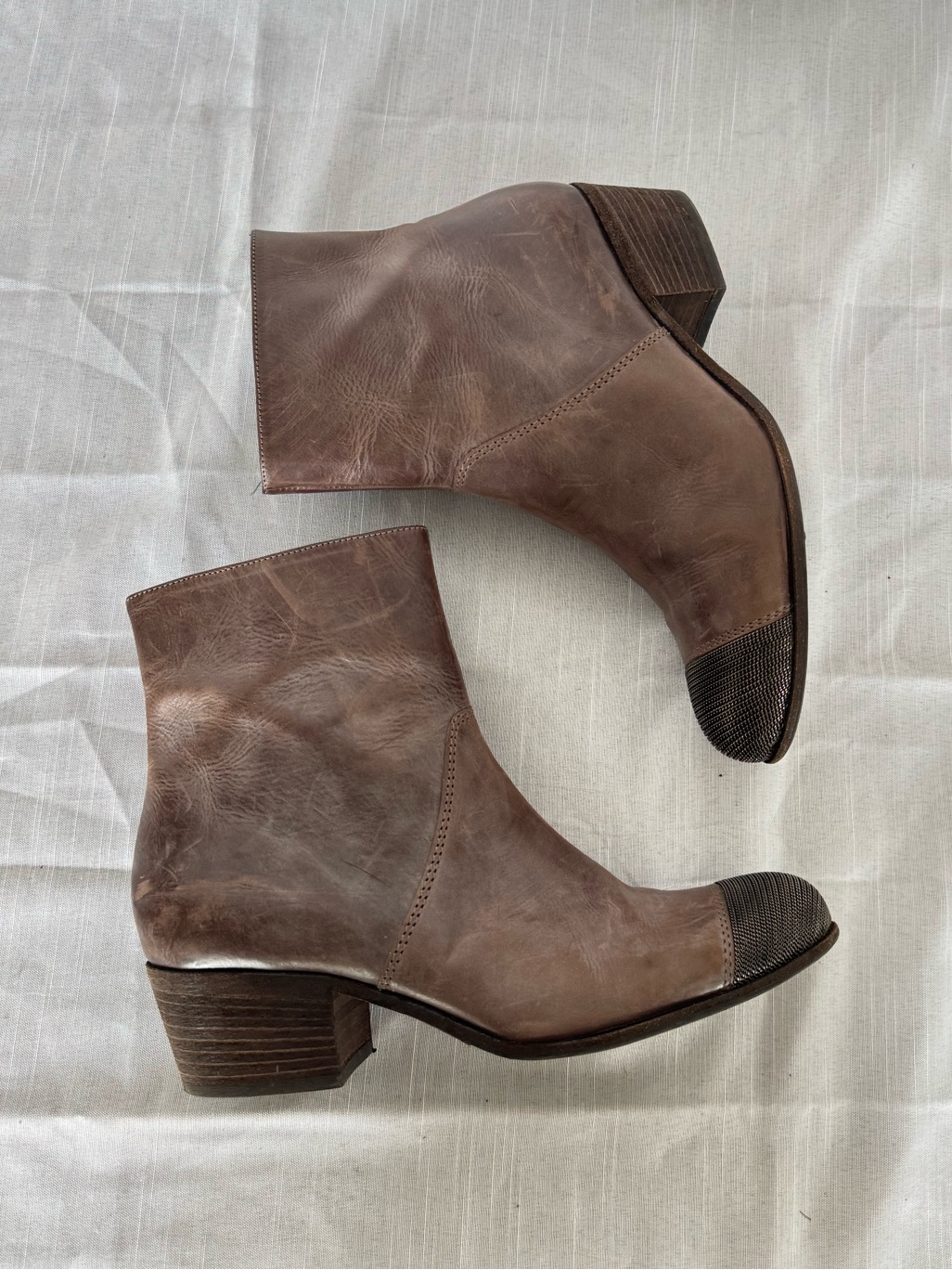 Stivaletti Vic Brown Leather Ankle Boots Size 8